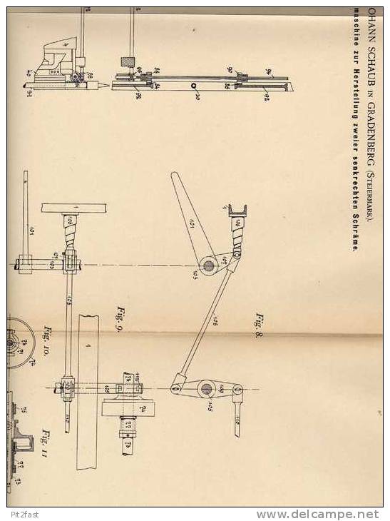 Original Patentschrift - J. Schaub In Gradenberg B. Köflach , Steiermark , 1896, Schrämmaschine , Bergbau , Bergwerk  !! - Tools