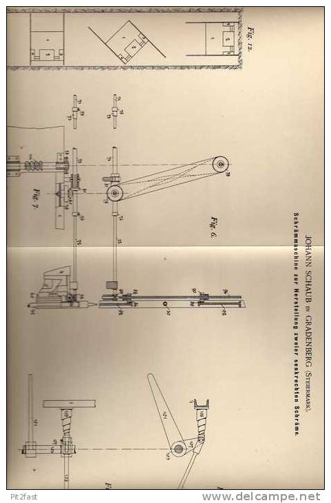 Original Patentschrift - J. Schaub In Gradenberg B. Köflach , Steiermark , 1896, Schrämmaschine , Bergbau , Bergwerk  !! - Machines