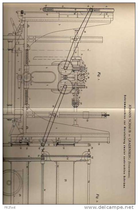 Original Patentschrift - J. Schaub In Gradenberg B. Köflach , Steiermark , 1896, Schrämmaschine , Bergbau , Bergwerk  !! - Tools