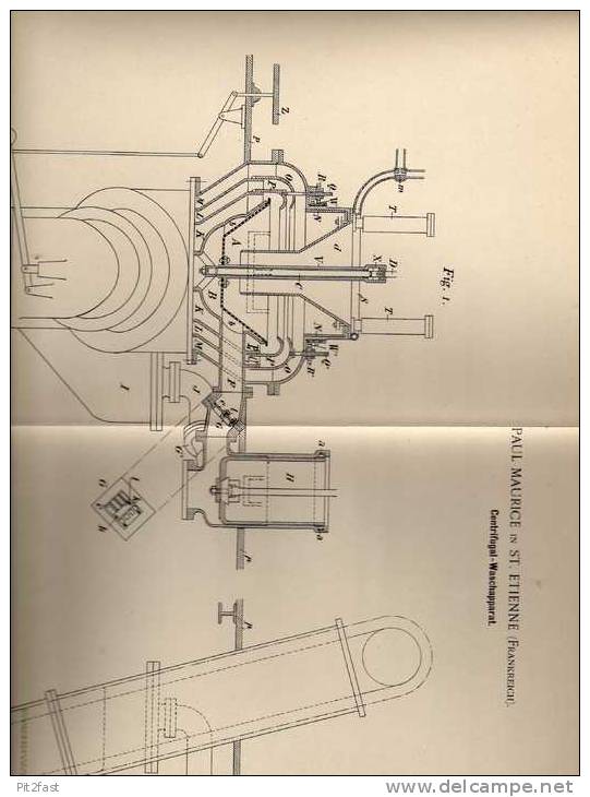Original Patentschrift - P. Maurice In St. Etienne , Frankreich , Wasch Apparat , Waschmaschine   !!! - Tools