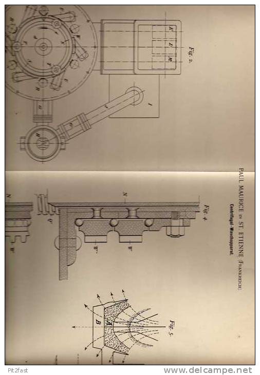 Original Patentschrift - P. Maurice In St. Etienne , Frankreich , Wasch Apparat , Waschmaschine   !!! - Machines