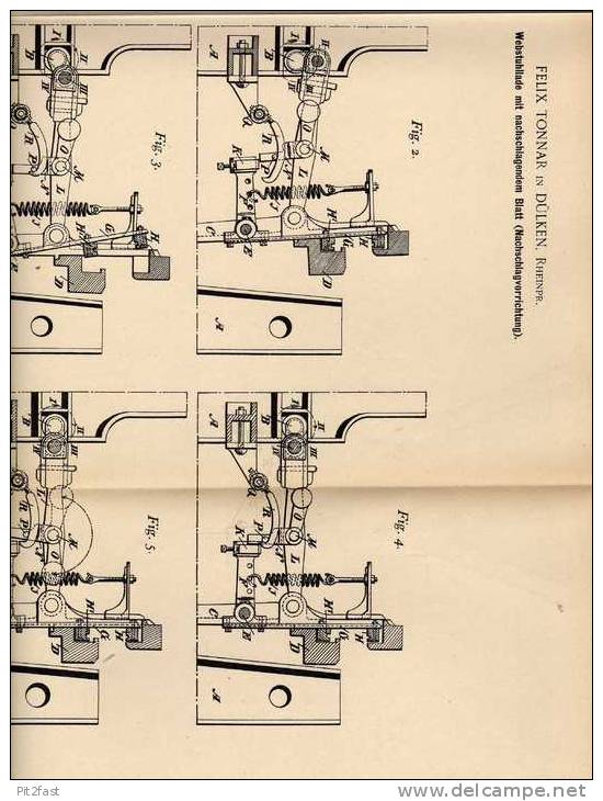 Original Patentschrift - F. Tonnar In Dülken B. Viersen , Rheinpr., 1897 , Webstuhl , Weberei !!! - Máquinas