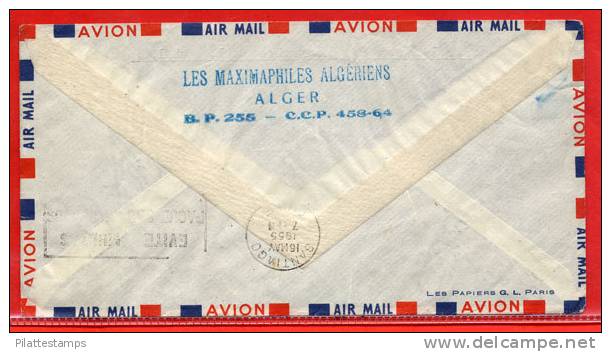 ALGERIE VOL COMMEMORATIF MERMOZ LETTRE DU 12/05/1955 DE ALGER POUR SANTIAGO CHILI - Covers & Documents