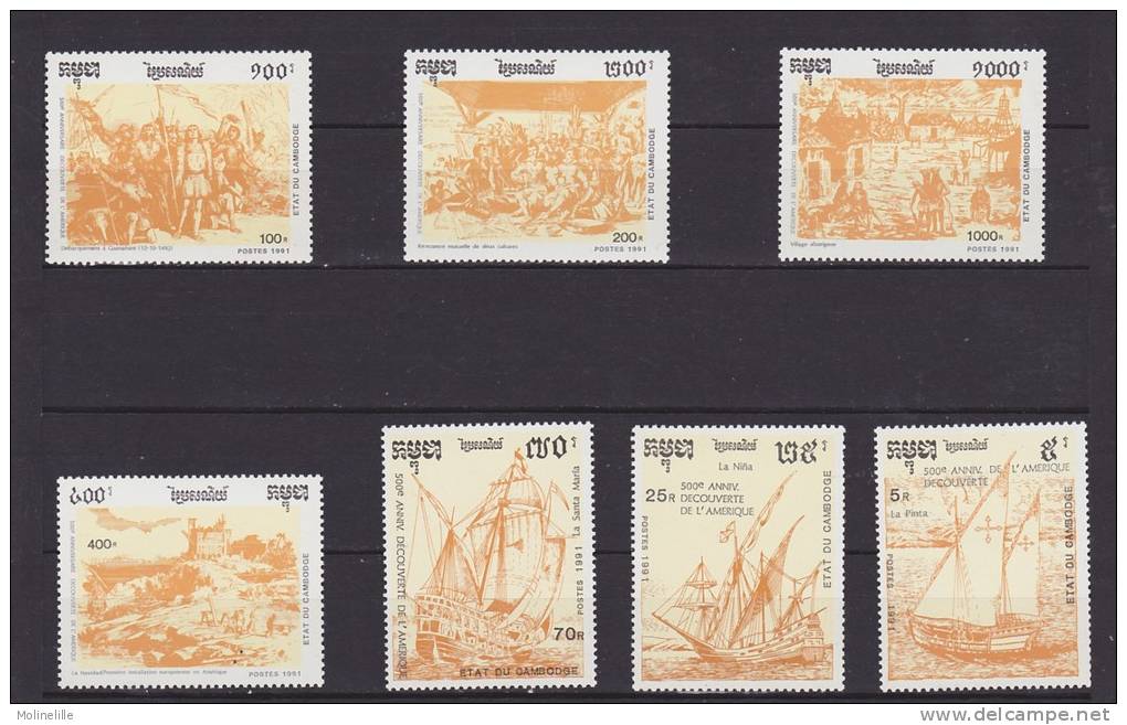 CAMBODGE - N° 1016/22 ** Christophe  COLOMB Cote 12.30€ - Christophe Colomb