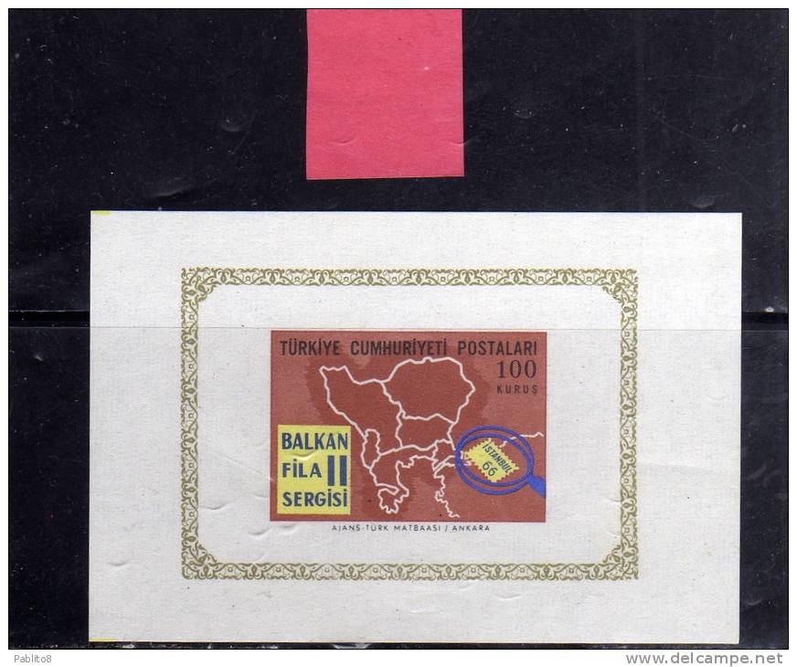 TURCHIA - TURKÍA - TURKEY 1966 ESPOSIZIONE FILATELICA BALKANFILA FOGLIETTO SOUVENIR SHEET STAMP EXHIBITION ISTANBUL MNH - Hojas Bloque