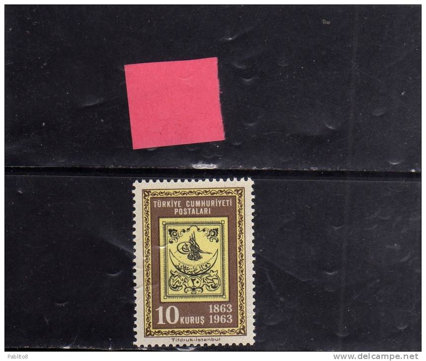 TURCHIA - TURKÍA - TURKEY 1963 CENTENARIO FRANCOBOLLO TURCO - STAMP CENTENARY  MNH - Unused Stamps