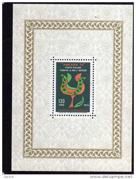 TURCHIA - TURKÍA - TURKEY 1970 NATIONAL STAMP EXHIBITION "ANKARA" SOUVENIR SHEET MNH - Hojas Bloque