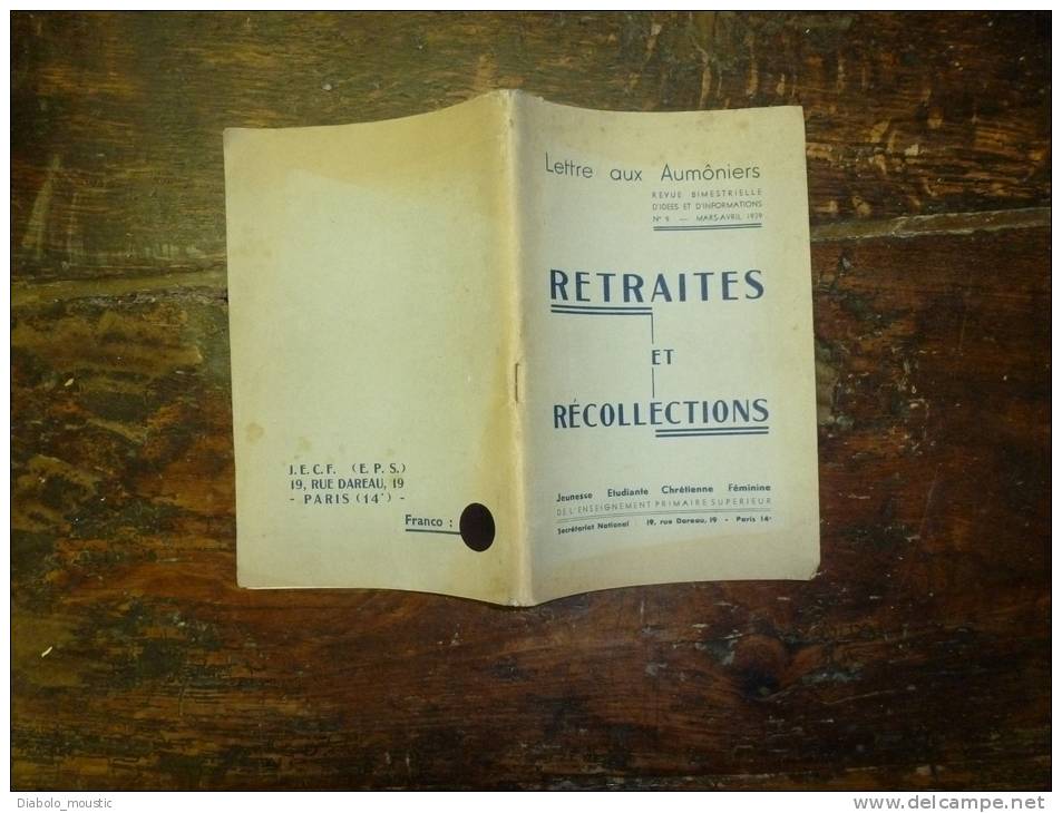 1939      RETRAITE ET RECOLLECTION     Lettre Aux Aumôniers - Religion