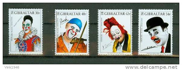 Gibraltar 2002, 4V,europa,clowns,circus,viool, MNH/Postfris(D1280) - Circo