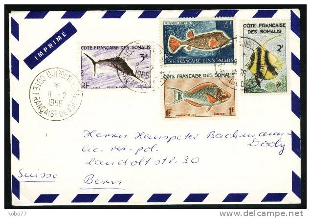 Somalia Cover, Letter. Cote Francaise Des Somalis. Djibouti 8.2.1966. Fishes. (H74c002) - Somalia (1960-...)