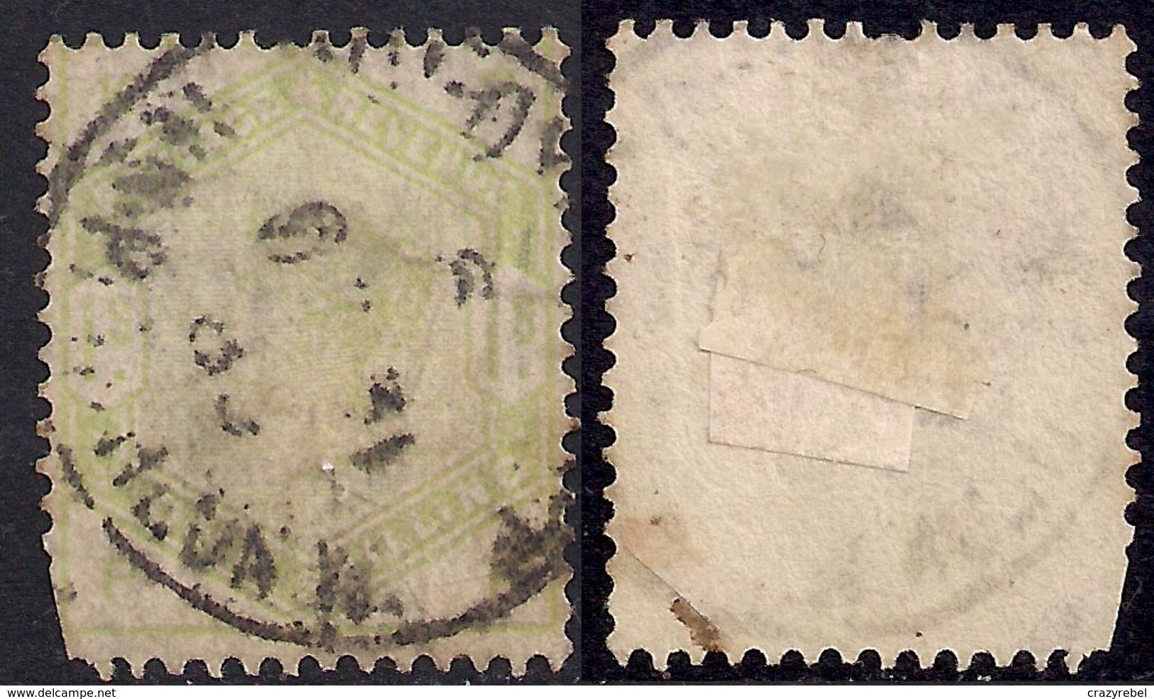 GB 1883 - 84 QV 1/-d Dull Green Used Stamp SG 196 ( P & K ) CV £325 ( B938 ) - Oblitérés