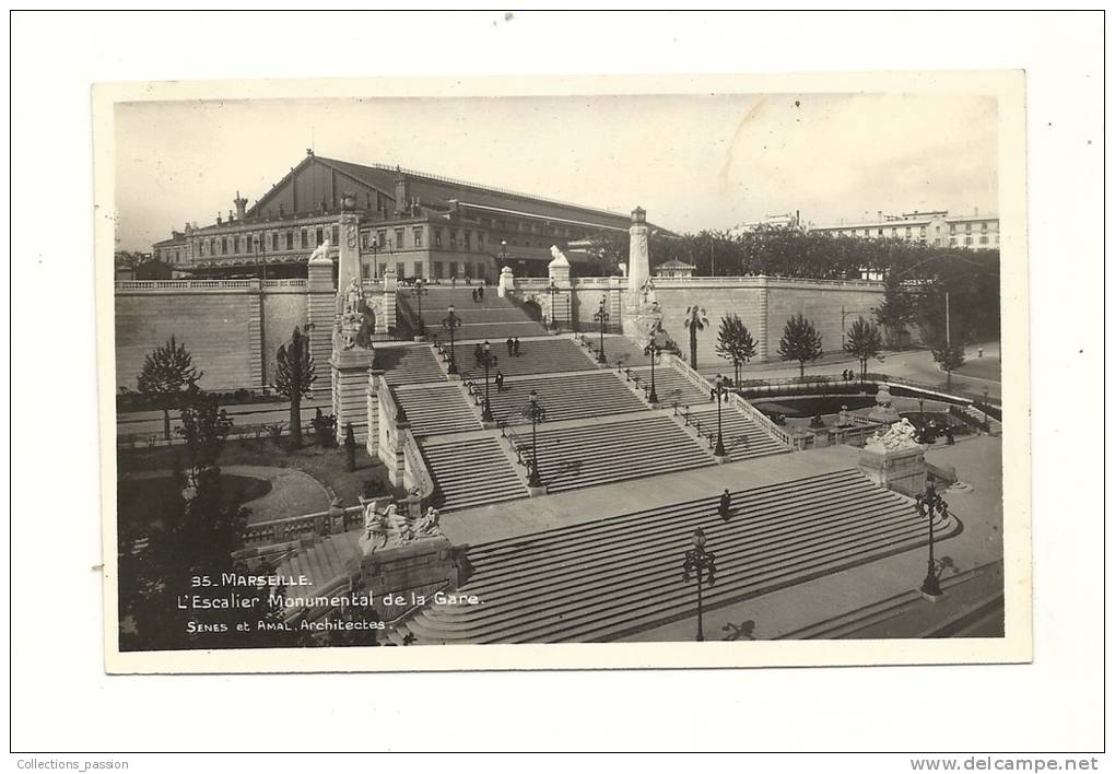 Cp, 13, Marseille, L'Escalier Monumental De La Gare - Quartier De La Gare, Belle De Mai, Plombières