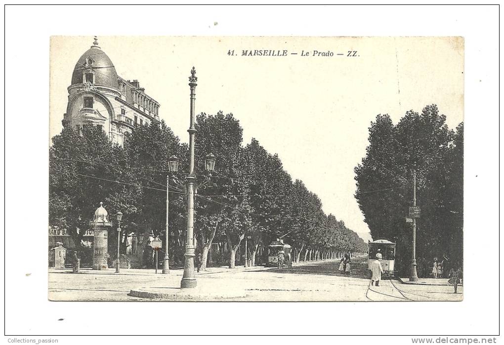 Cp, 13, Marseille, Le Prado, écrite 1914 - Castellane, Prado, Menpenti, Rouet