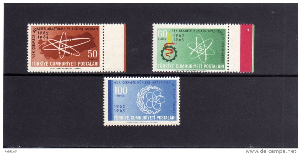 TURCHIA - TURKÍA - TURKEY 1963 RICERCHE NUCLEARI - NUCLEAR RESEARCH SERIE COMPLETA MNH - Unused Stamps