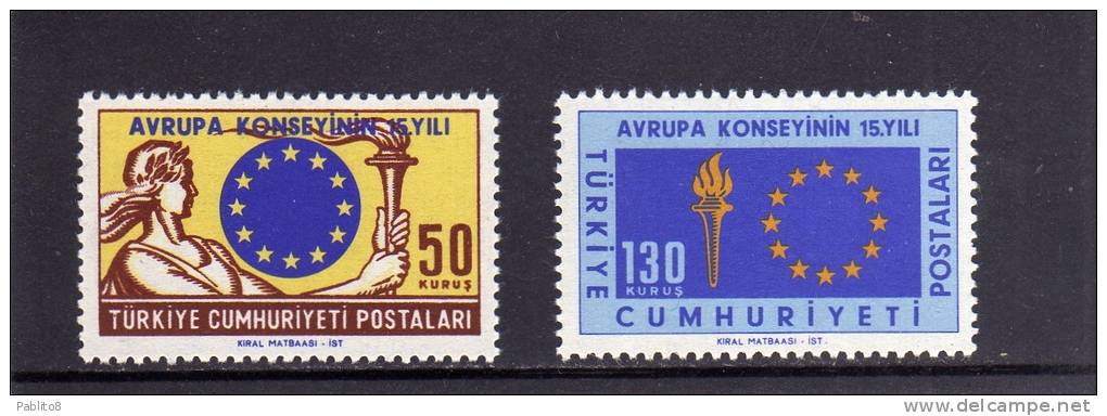 TURCHIA - TURKÍA - TURKEY 1964 CONSIGLIO DI EUROPA - COUNCIL OF EUROP SERIE COMPLETA MNH - Unused Stamps