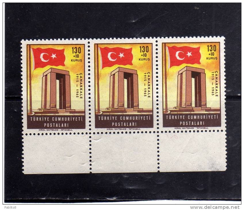TURCHIA - TURKÍA - TURKEY 1965 BATTAGLIA DEI DARDANELLI  ANNIVERSARY OF THE CANAKKALE ( DARDANELLES ) MNH - Unused Stamps