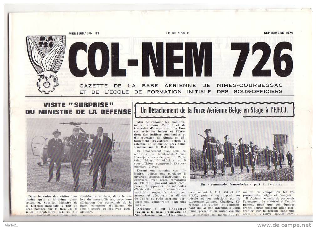 ARMEE De L´AIR - COL NEM 726 N° 83 - GAZETTE BASE AERIENNE 726 NÎMES - Aviation