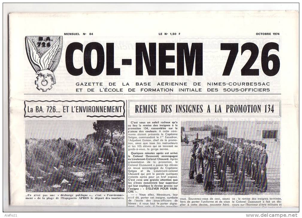 ARMEE De L'AIR - COL NEM 726 N° 84 - GAZETTE BASE AERIENNE 726 NÎMES - Luchtvaart