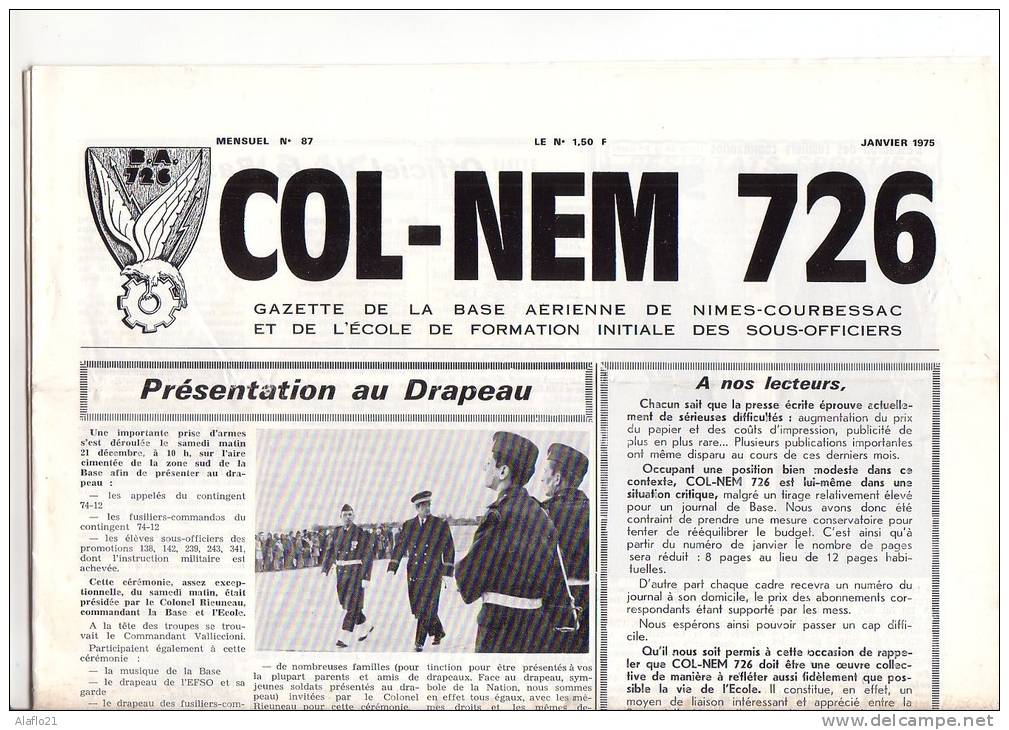 ARMEE De L´AIR - COL NEM 726 N° 87 - GAZETTE BASE AERIENNE 726 NÎMES - Aviazione