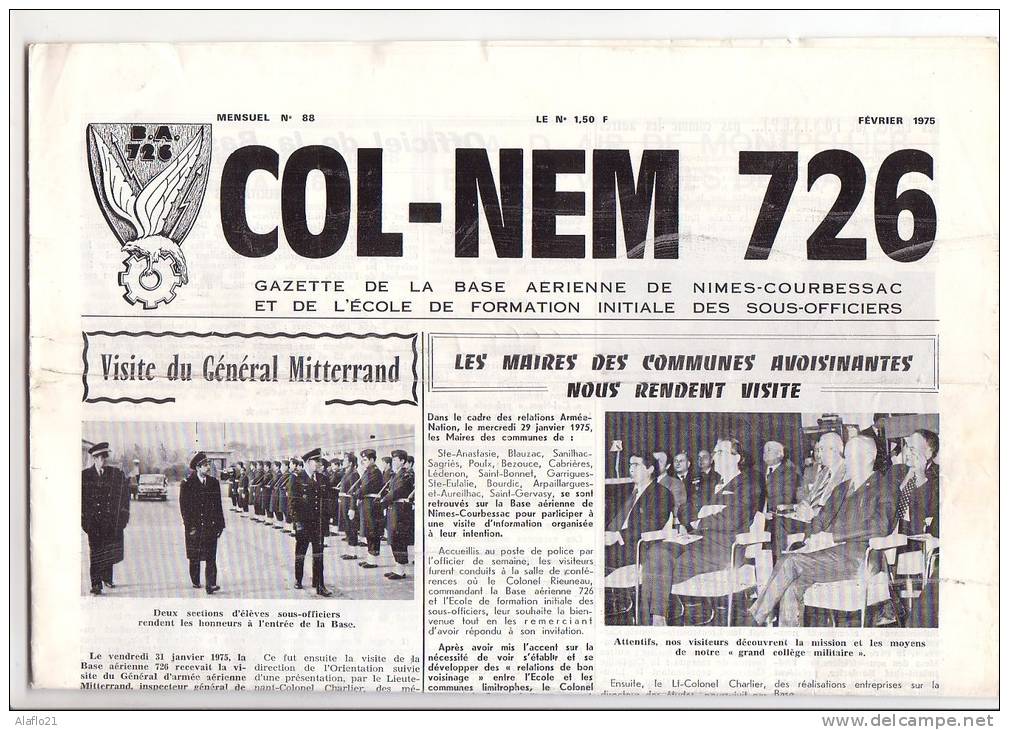 ARMEE De L´AIR - COL NEM 726 N° 88 - GAZETTE BASE AERIENNE 726 NÎMES - Aviazione