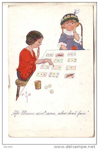 GOOD OLD GERMANY POSTCARD - Oracle With Cards & Dice - Cartes à Jouer