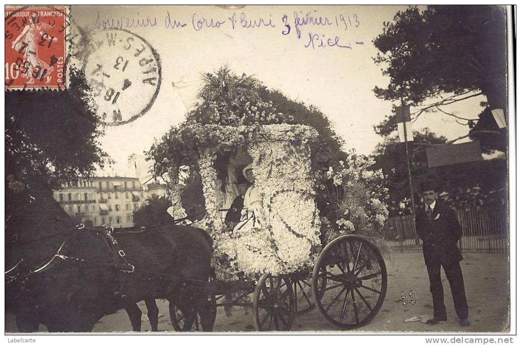 ALPES MARITIMES 06.NICE.SOUVENIR DU CORSO FLEURI 3 FEVRIER 1913.CARTE PHOTO - Mercadillos