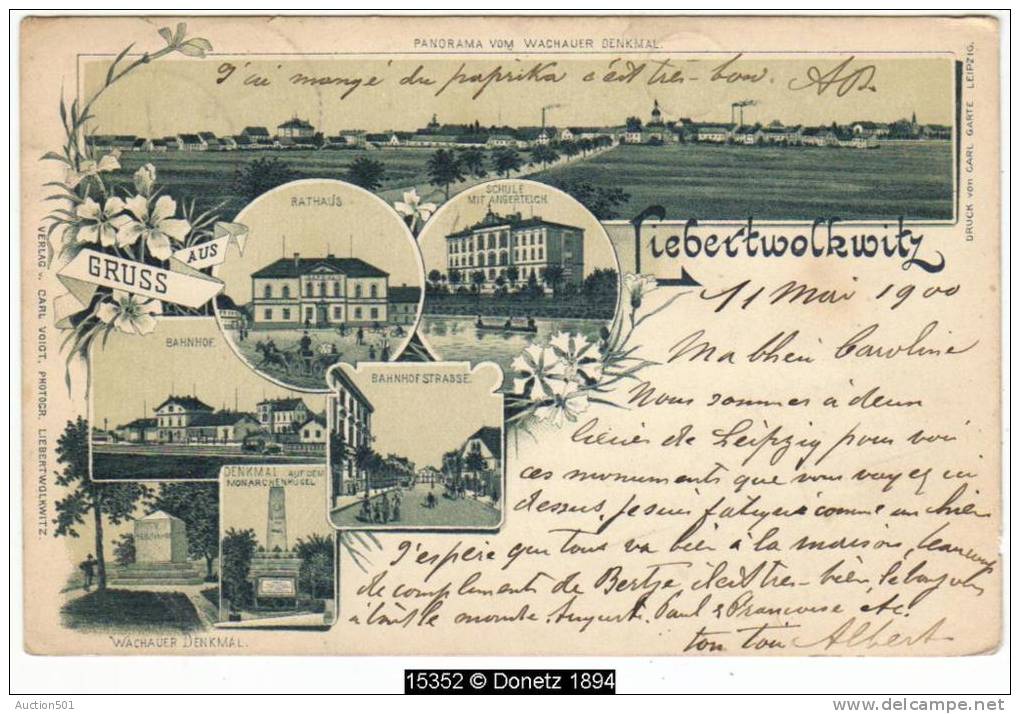 15352g LIEBERTWOLKWITZ - Hôtel De Ville - Gare - Monument - 1900 - Litho - Carte Mosaïque - Other & Unclassified