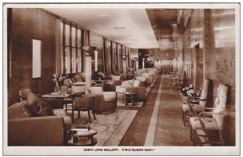 CABIN LONG GALLERY CUNARD WHITE STAR LINE R.M.S QUEEN MARY (S11456) - Paquebots