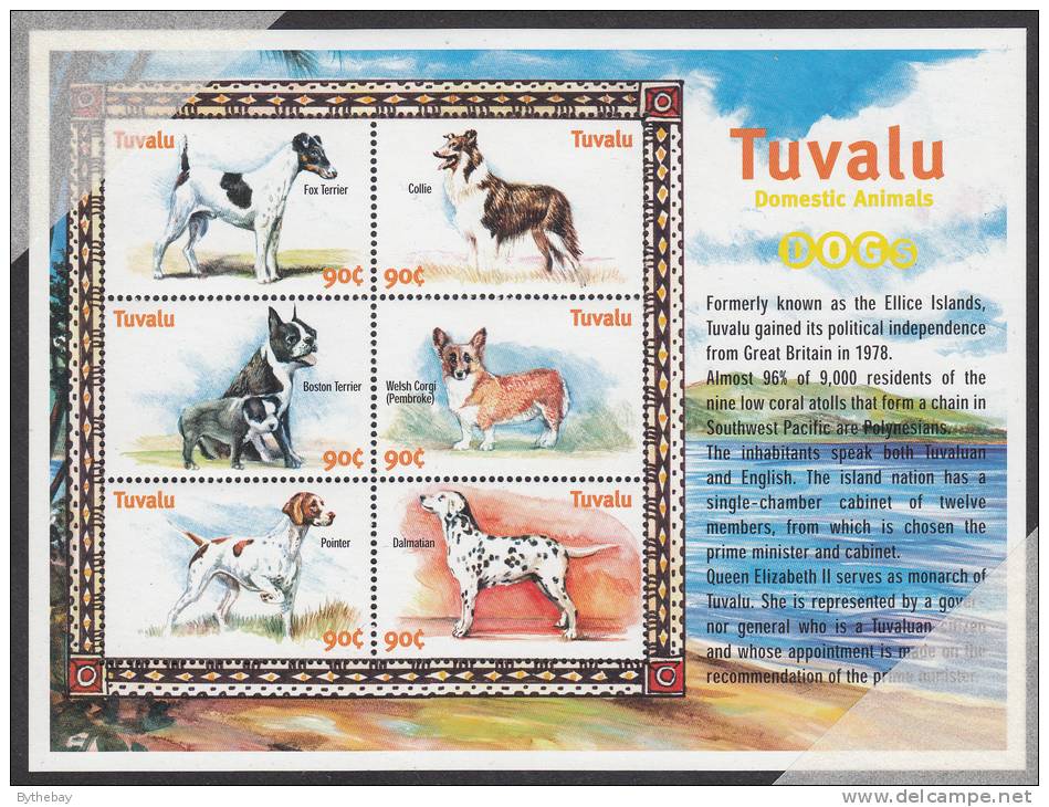 Tuvalu MNH Scott #837 Sheet Of 6 90c - Domestic Dogs - Tuvalu