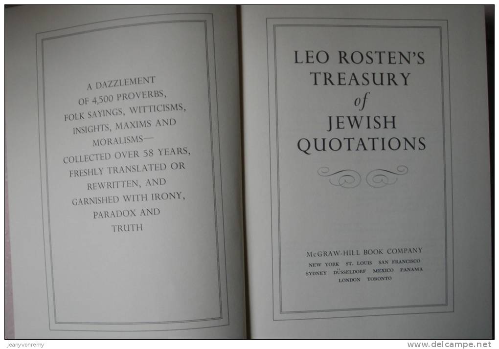 Leo Rosten. Treasury Of Jewish Quotations. - Sonstige & Ohne Zuordnung