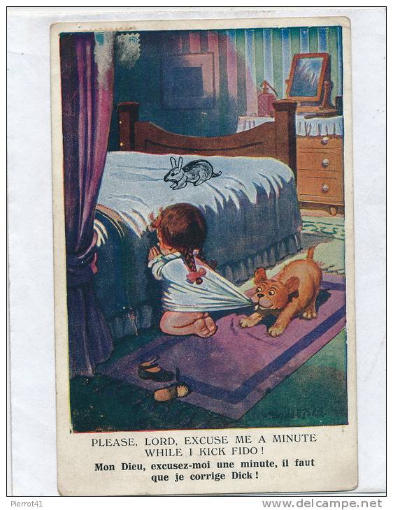 ENFANTS - Jolie Carte Fantaisie Fillette Et Chien Signée Donald Mc Gill - Mc Gill, Donald