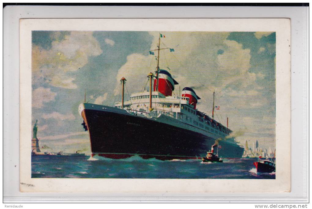 EIRE - 1956 - RARE CARTE POSTALE Du PAQUEBOT "SS AMERICA" Avec OBLITERATION Sur TIMBRE Pour BERLIN (GERMANY) - Covers & Documents