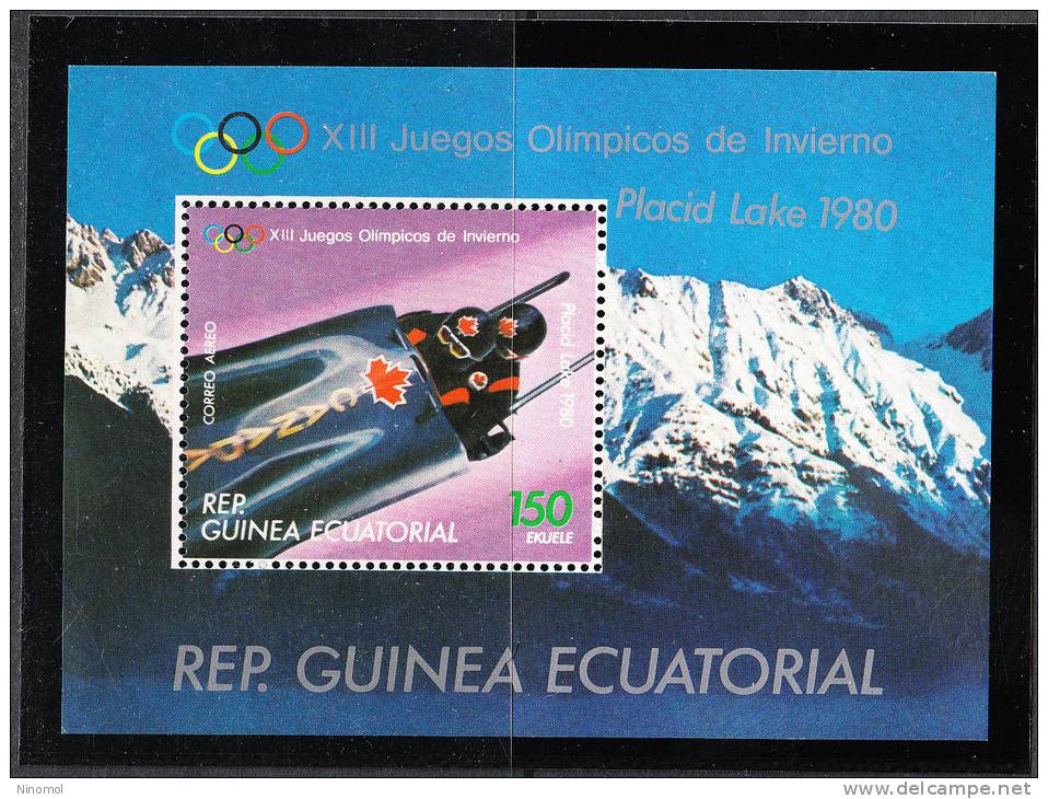 Guinea  Equatoriale   -   1978.  Preol.  " Lake Placid 1980 ".  BF  Perf.  Bob A 2.  MNH, Fresh - Invierno 1980: Lake Placid