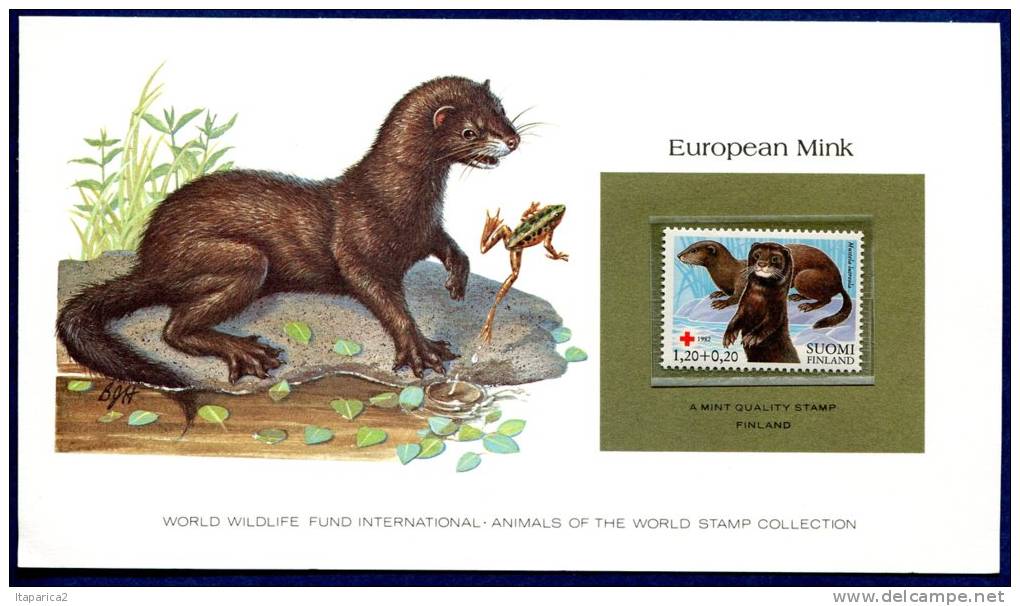 FINLANDE 1982 Superbe CARTE Collection WWF EUROPEAN MINK CROIX ROUGE  Avec Timbre  Neuf**sans Charnière  / 33NAT - Unused Stamps