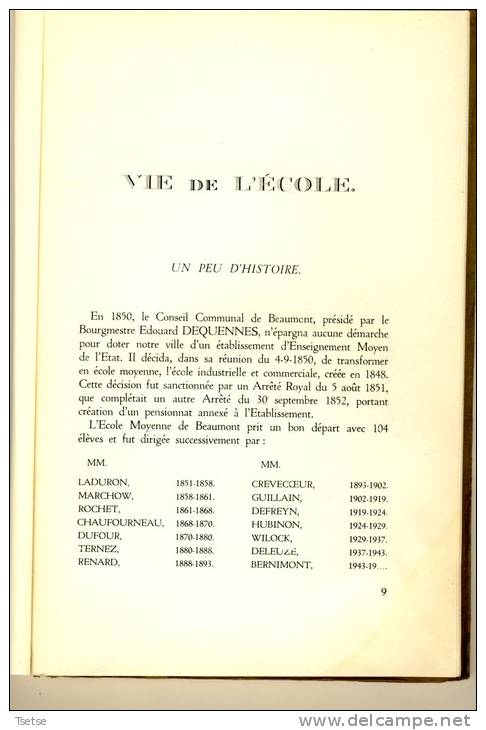 Beaumont -Centenaire De L'Ecole Moyenne De L'Etat Pour Garçons - Livre édité En 1950 - Beaumont