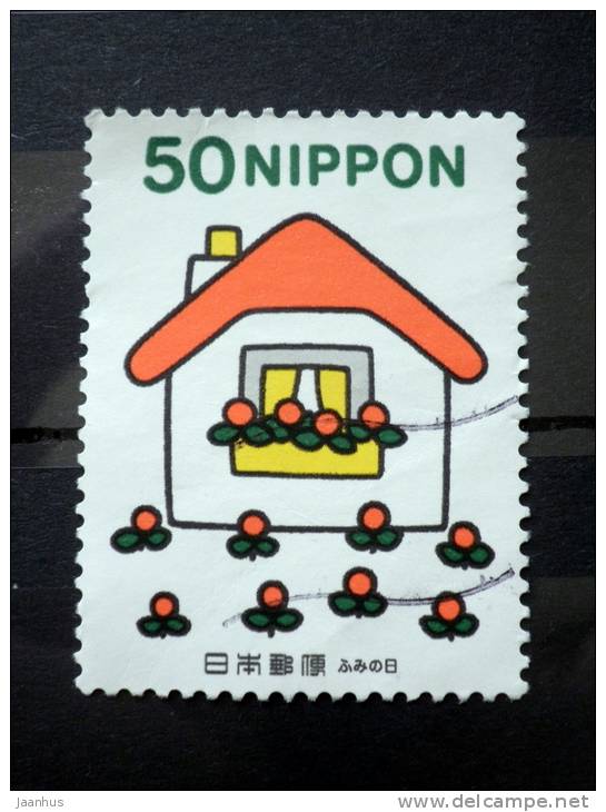 Japan - 2002 - Mi.nr.3377A- Used - Letter Writing Day - House And Flowers - Oblitérés