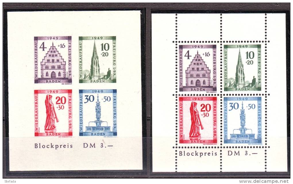 1949  GERMANY  GERMANIA OCC. ALLEATA ZONA FRANCESE Cattedrale Friburgo  BF Dent +ND MNH** - Sonstige & Ohne Zuordnung