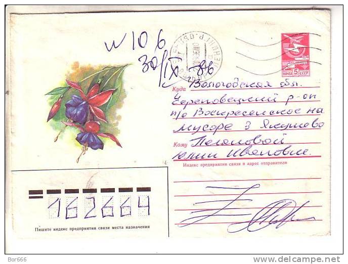 GOOD USSR Postal Cover 1985 - Flowers - Covers & Documents