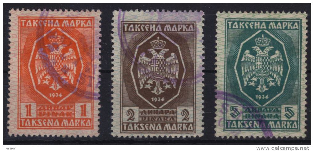 Yugoslavia - Revenue, Tax Stamps - LOT - 1934 - Service
