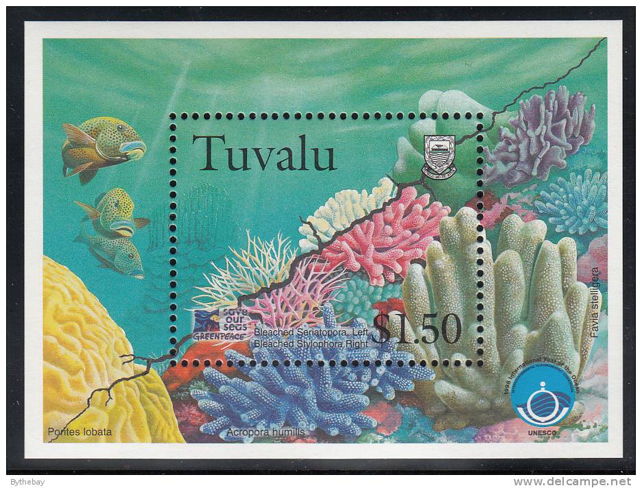 Tuvalu MNH Scott #780 Souvenir Sheet $1.50 Bleached Seriatopora And Stylophora - International Year Of The Ocean - Tuvalu