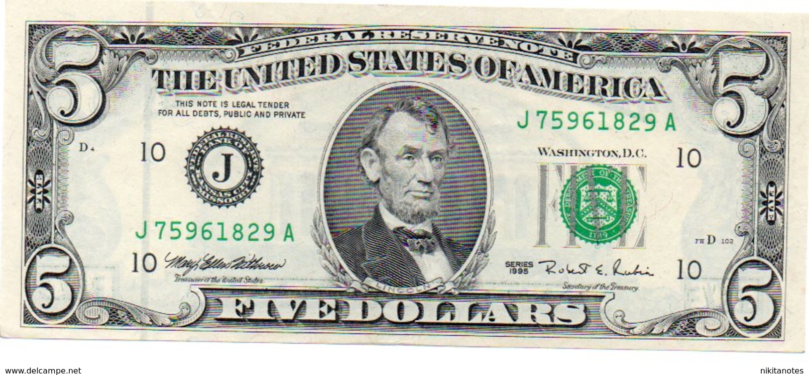 USA 5 Dollaro 1995 PICK. 498 Xf - Bilglietti Degli Stati Uniti (1862-1923)