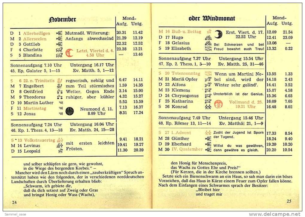 Eutiner Klenner Für Das Jahr Christi 1977 , Kalenderdarium Mit Mondauf- Und Untergangszeiten , Mondphasen - Calendars