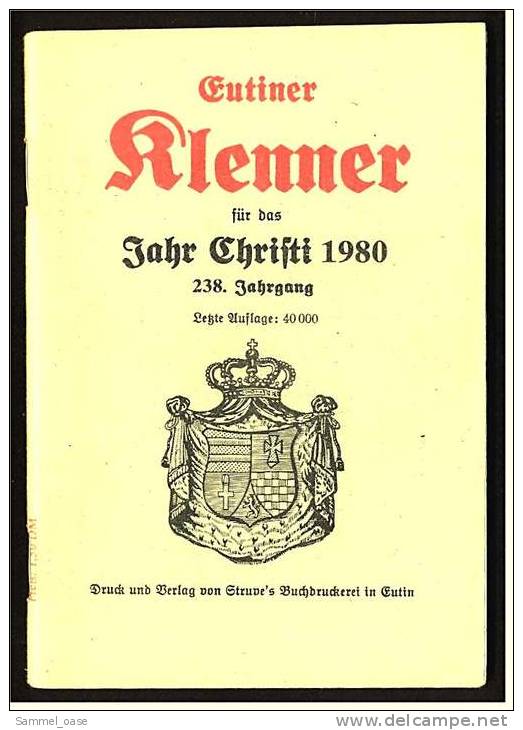 Eutiner Klenner Für Das Jahr Christi 1980 , Kalenderdarium Mit Mondauf- Und Untergangszeiten , Mondphasen - Calendars
