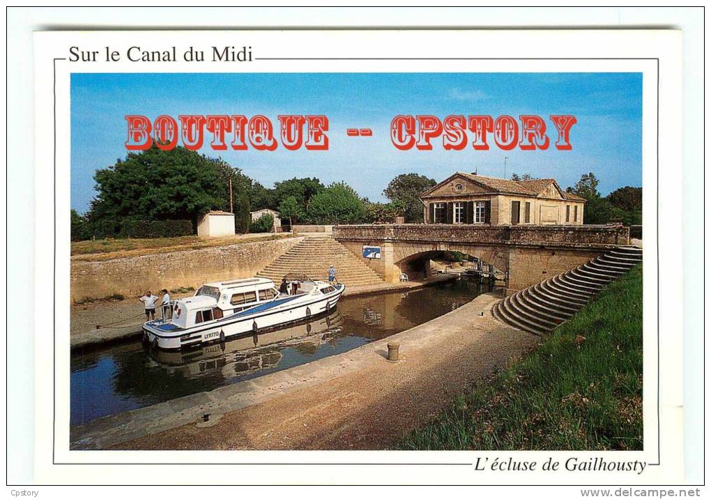 11 - SALLELES D'AUDE - CANAL Du MIDI à L'Ecluse De Gailhousty - Bateau Vedette De Tourisme - Dos Scané - Salleles D'Aude