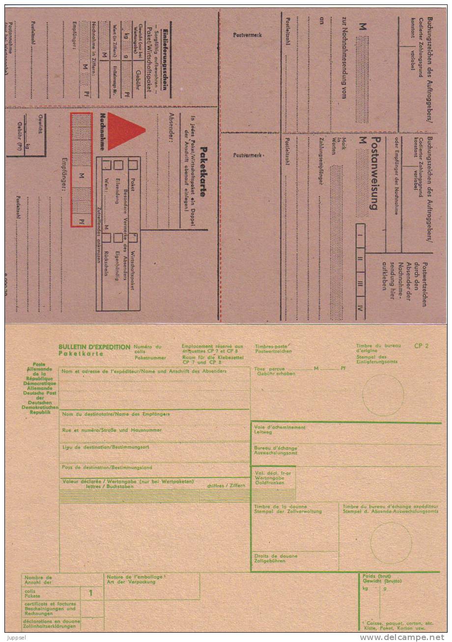 DDR   Postanweisung/ Paketkarte, Telegramm, Paketkarte Ausland - Autres & Non Classés