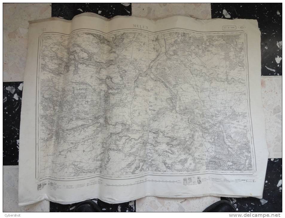 CARTE ETAT MAJOR REGION  MELUN 1/ 80000 DE 1832 ET ENTOILE - Cartes Topographiques