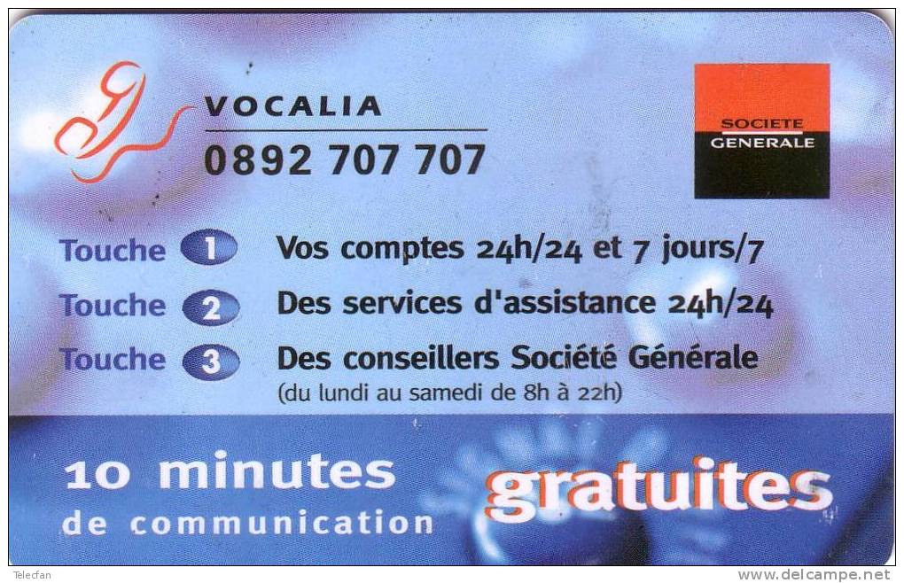 FRANCE PREPAID SOCIETE GENERALE TISCALI VOCALIA 10 MIN GRATUITES - Francobolli & Monete