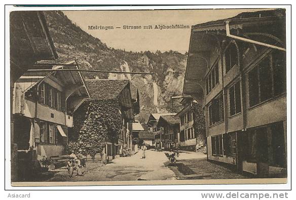 Meiringen Strasse Mit Alpbachfallen Pub Porcelaine Jean Lang Villedieu Indre Judaica - Meiringen