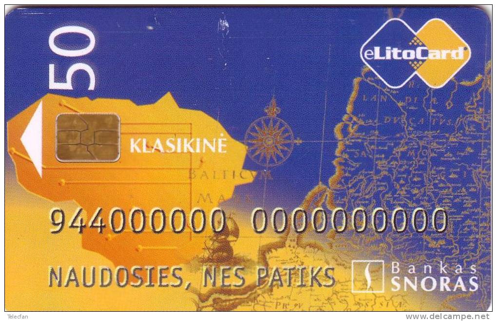 LITHUANIE BANKAS SNORAS BANK LITOCARD UT - Timbres & Monnaies