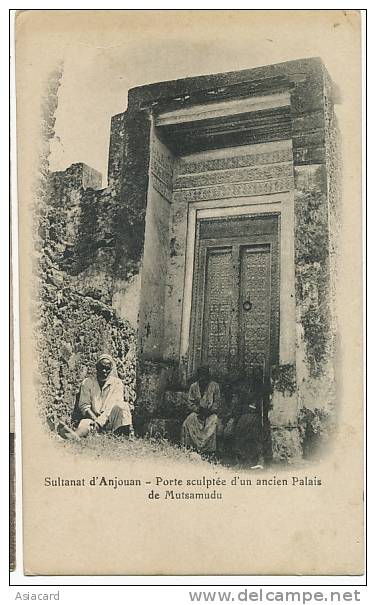 Sultanat D Anjouan Porte Sculptée Ancien Palais De Mutsamudu Ecrite Mayotte 1912 Non Timbrée - Comores